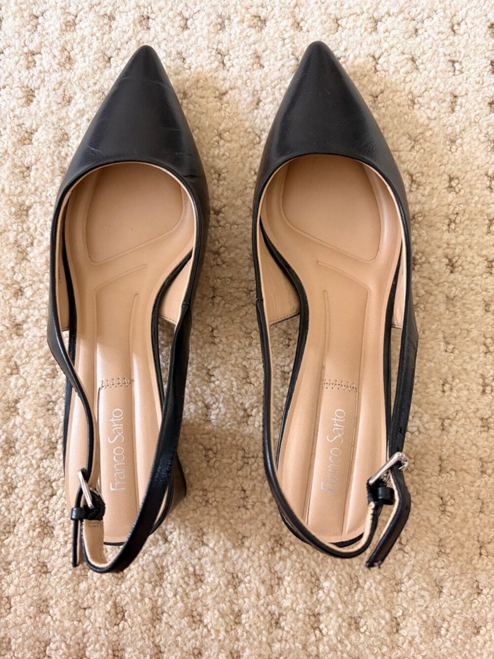 Franco Sarto Racer Black Leather Slingback Pumps 9M